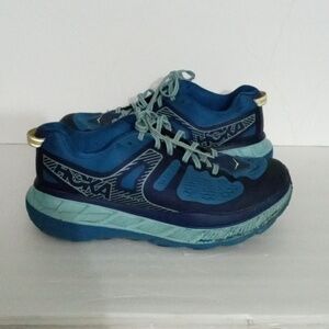 Hoka Stinson One One ATR 5 Running Shoes size 8.5 Navy Turquoise Aqua Preowned